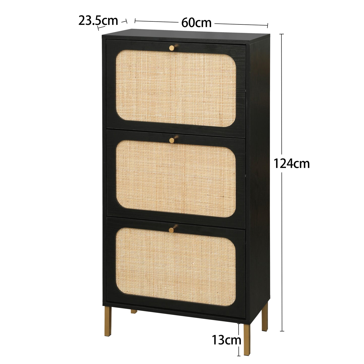 Elegant Three-Door Shoe Cabinet with Carved Panels and Independent Legs