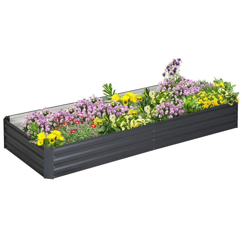 Steel raised planter bed, open bottom, easy to assemble, 95L x 90.5W x 29.8H cm, grey