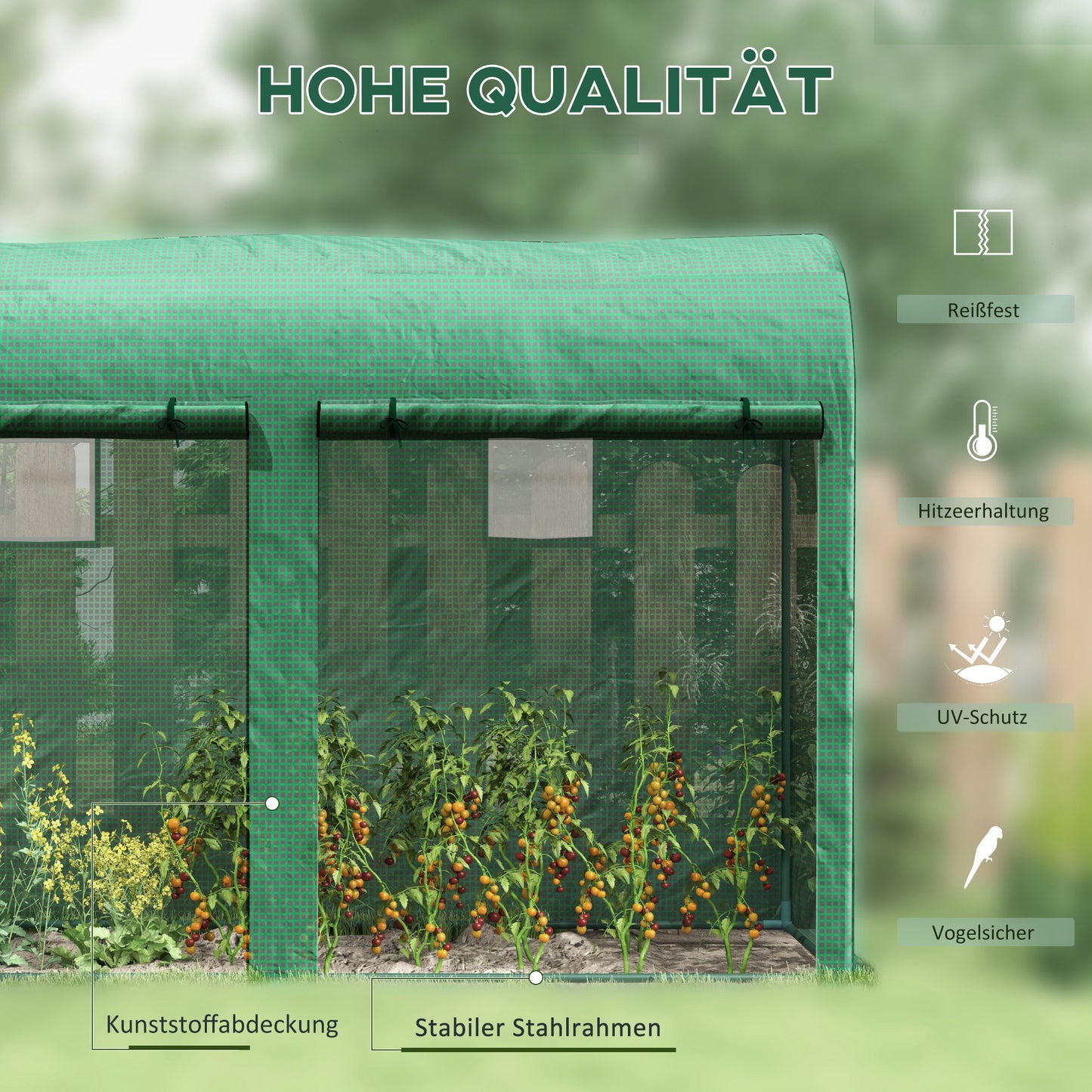 Garden greenhouse with windows, doors, steel PE film greenhouse, 300x100x200cm