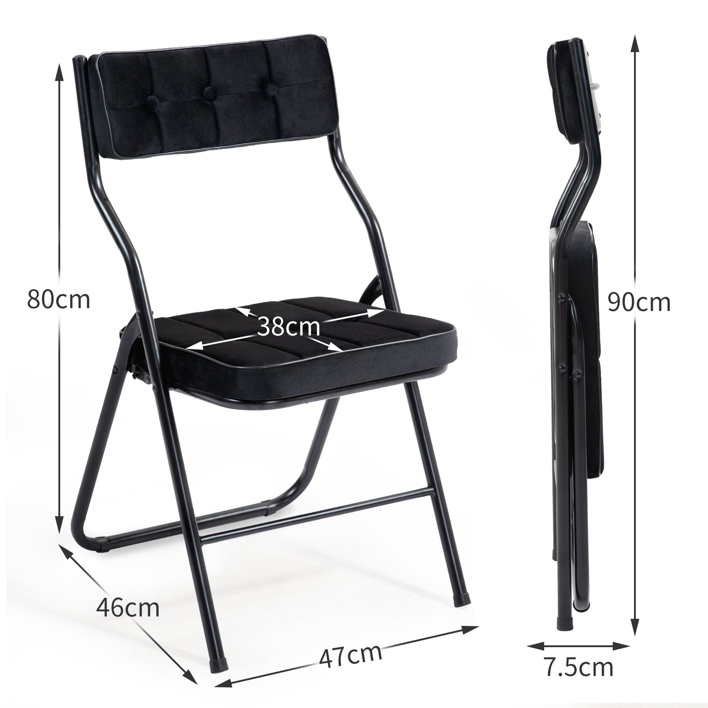 2-Pack Foldable Dining Chairs with Cushions - Portable, Assembled Extra Chairs for Kitchen, Office, Party