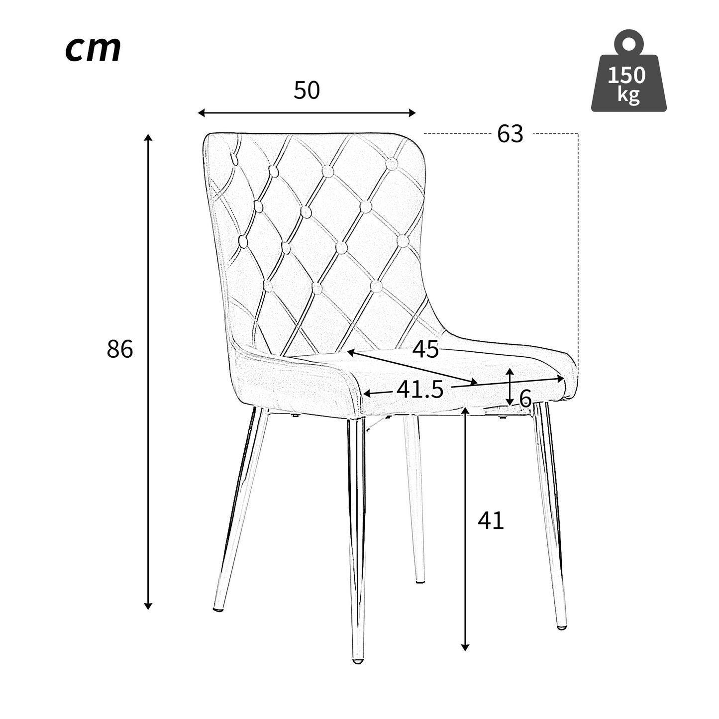 Black Velvet Dining Chairs-Upholstered, Metal Iron, Ergonomic, Set of 2