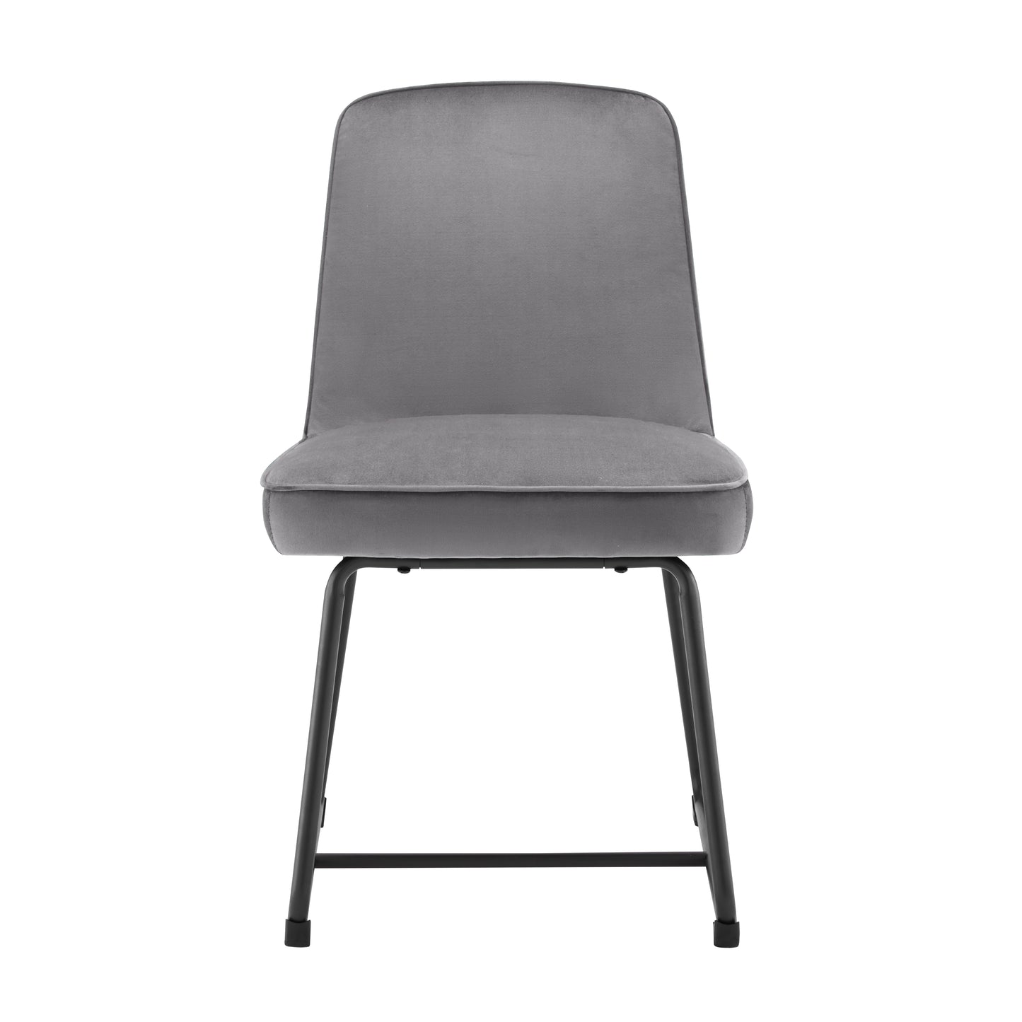 Gray Velvet Dining Chairs-Upholstered Backrest, Black Metal Frame, Set of 2
