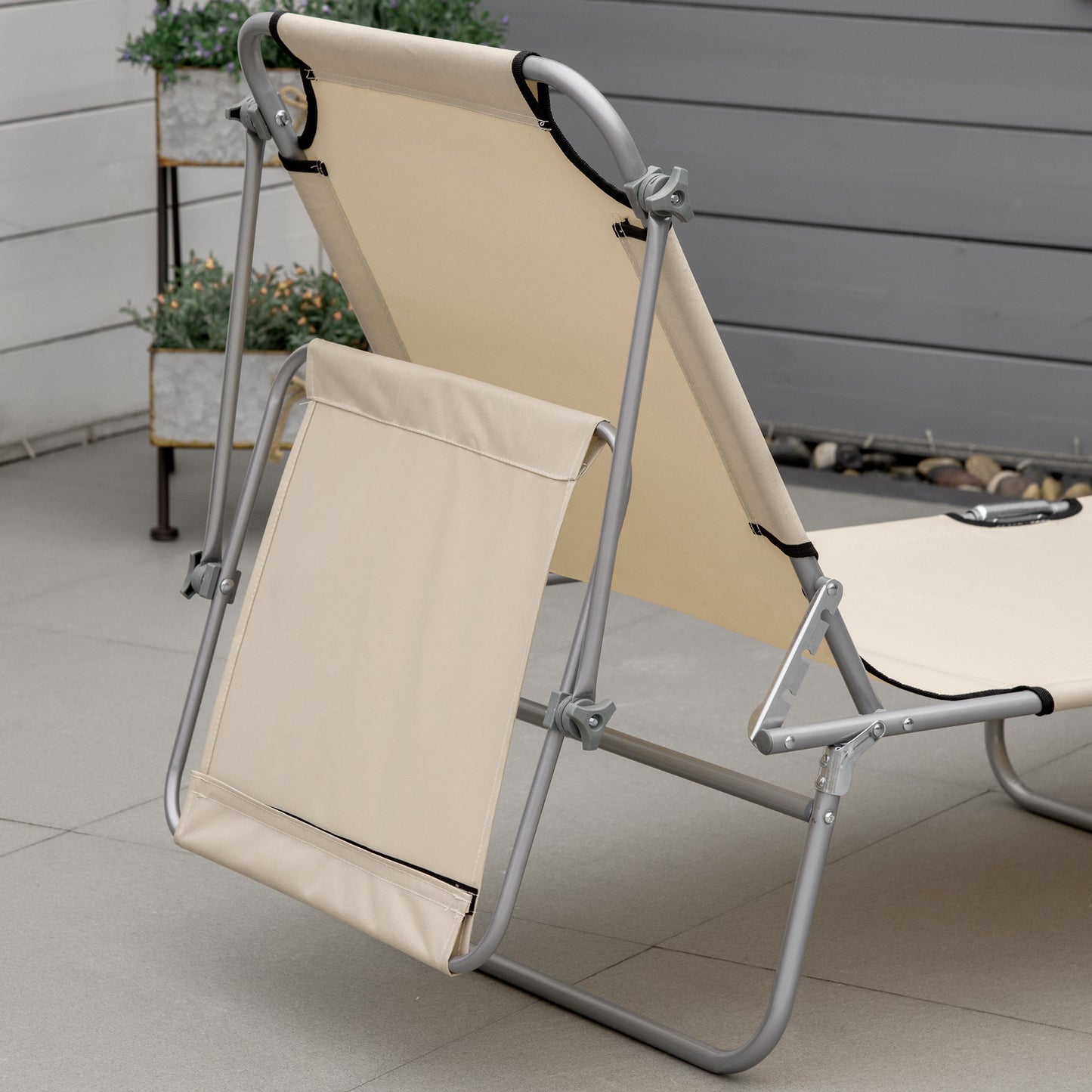 Sun lounger, folding garden lounger with sun protection, wellness lounger, beach lounger, 187 x 58 x 36 cm