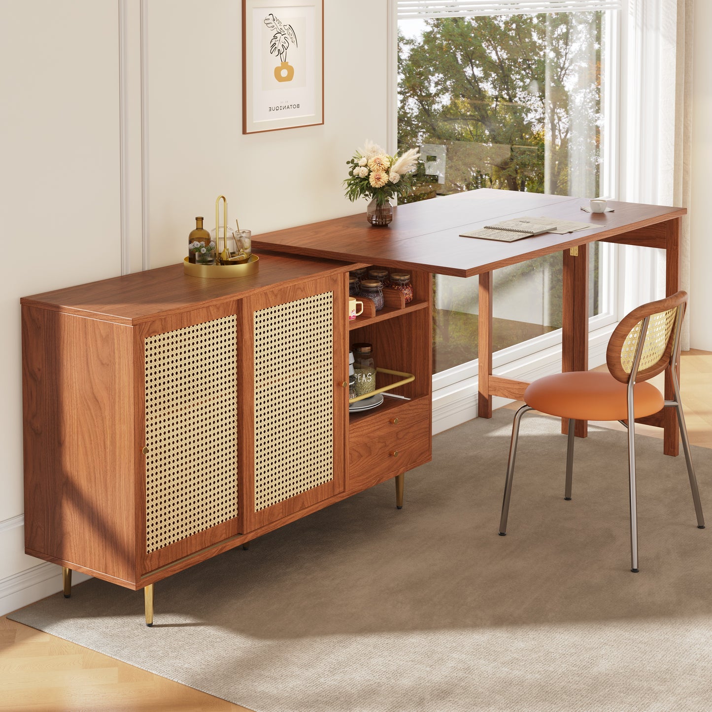 Brown 360° Rotating Expandable Bar Table-A Versatile Home Essential