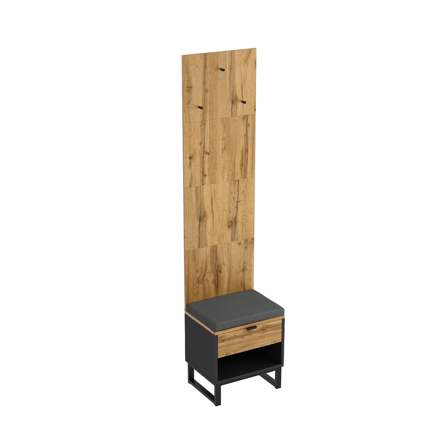 Complete Wardrobe Set with Shoe Stool, Cushion, Front Hanging Hooks, and Drawers