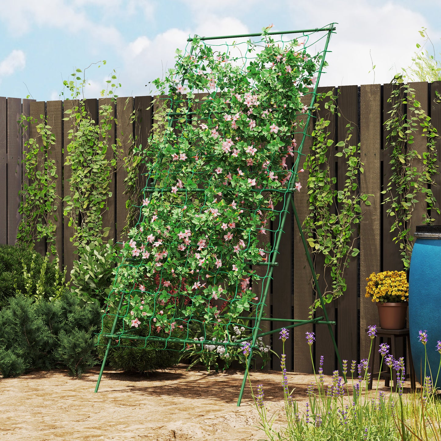 Garden, vegetable, flower trellis, rust-proof, A-shaped trellis for climbing plants, 101x133x227cm