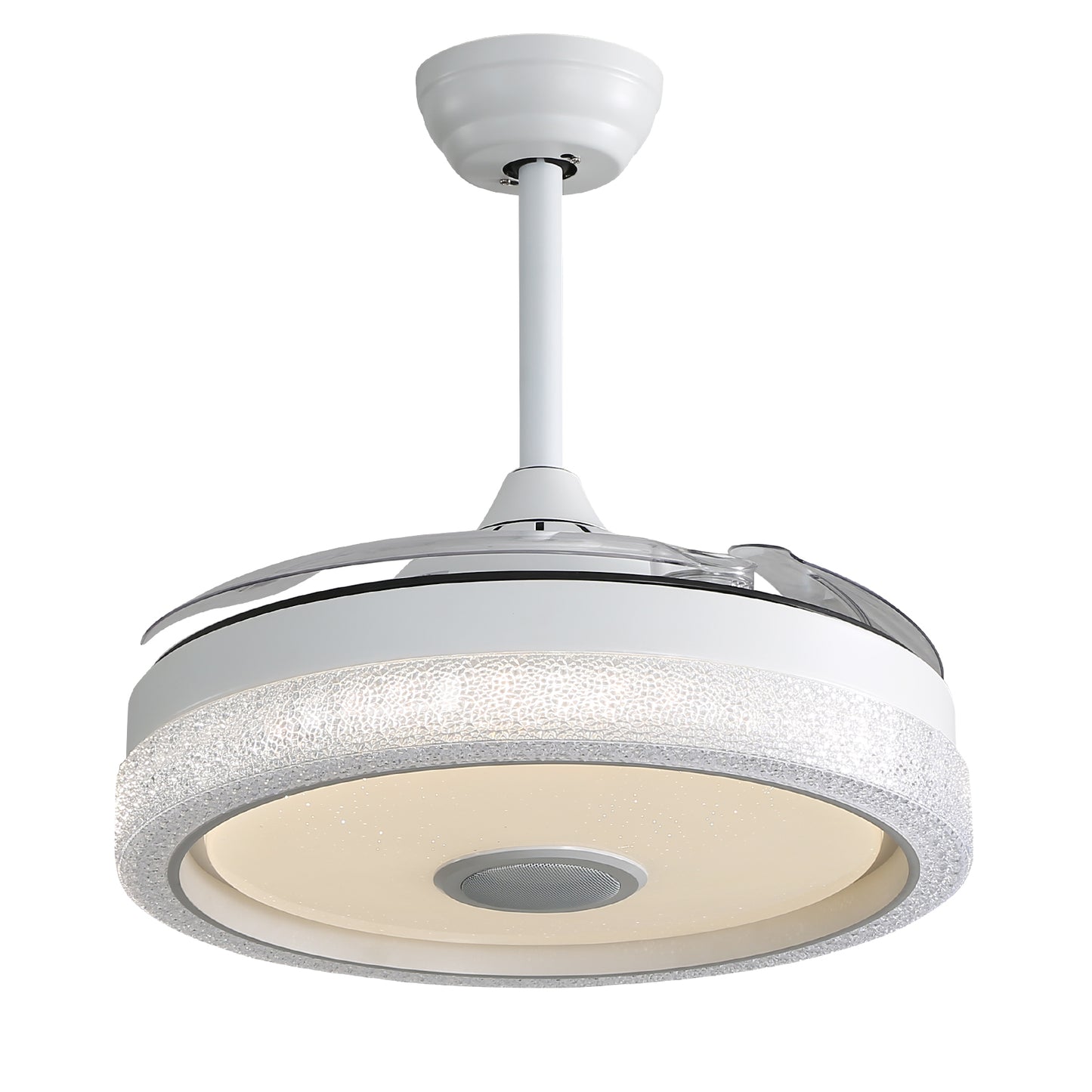 42" Modern Invisible Ceiling Fan with 3 ABS Blades, Reversible DC Motor & 32W LED Light, Remote Control