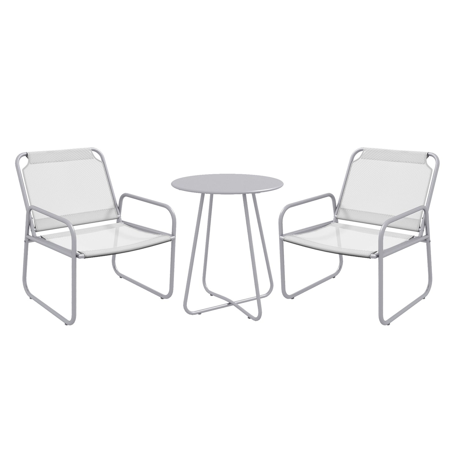 3-piece balcony furniture set, including 1 table and 2 chairs, for garden terrace, light grey