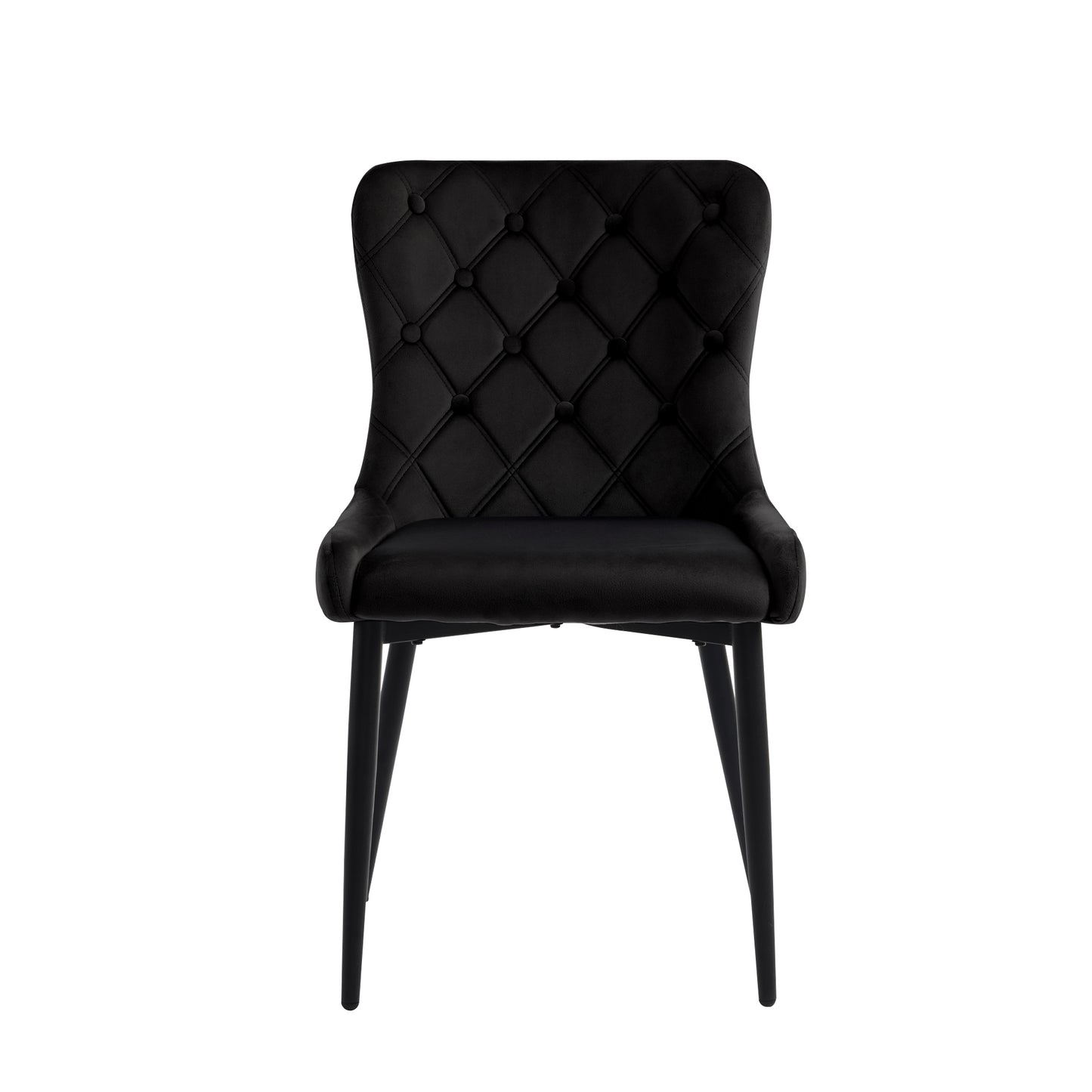 Black Velvet Dining Chairs-Upholstered, Metal Iron, Ergonomic, Set of 2