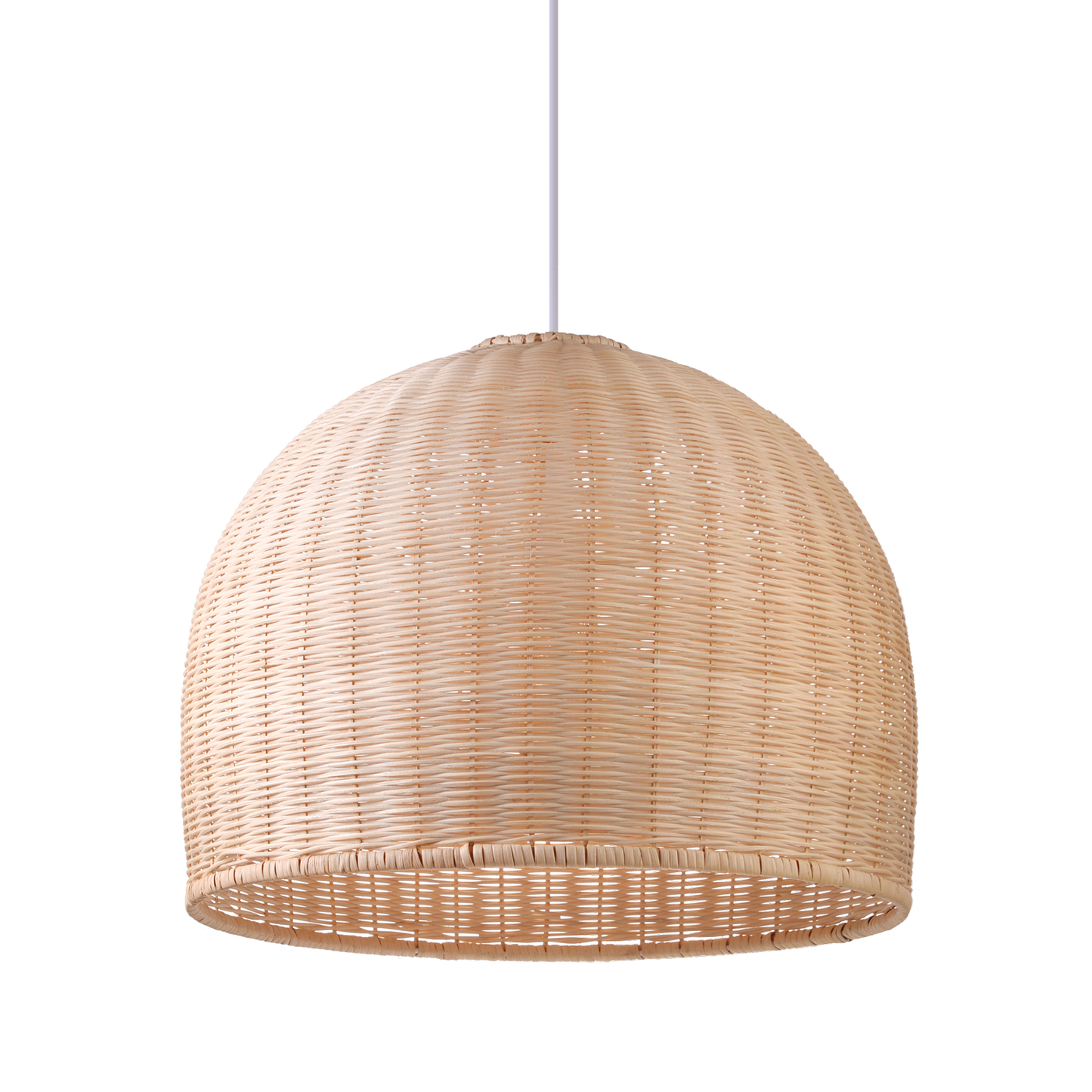 (Q)18 Inch Handmade Pendant Light, Bohemian Style Dome Shaped Lampshade Rattan Pendant Light, Suitable for Dining Rooms, Bedrooms, Living Rooms