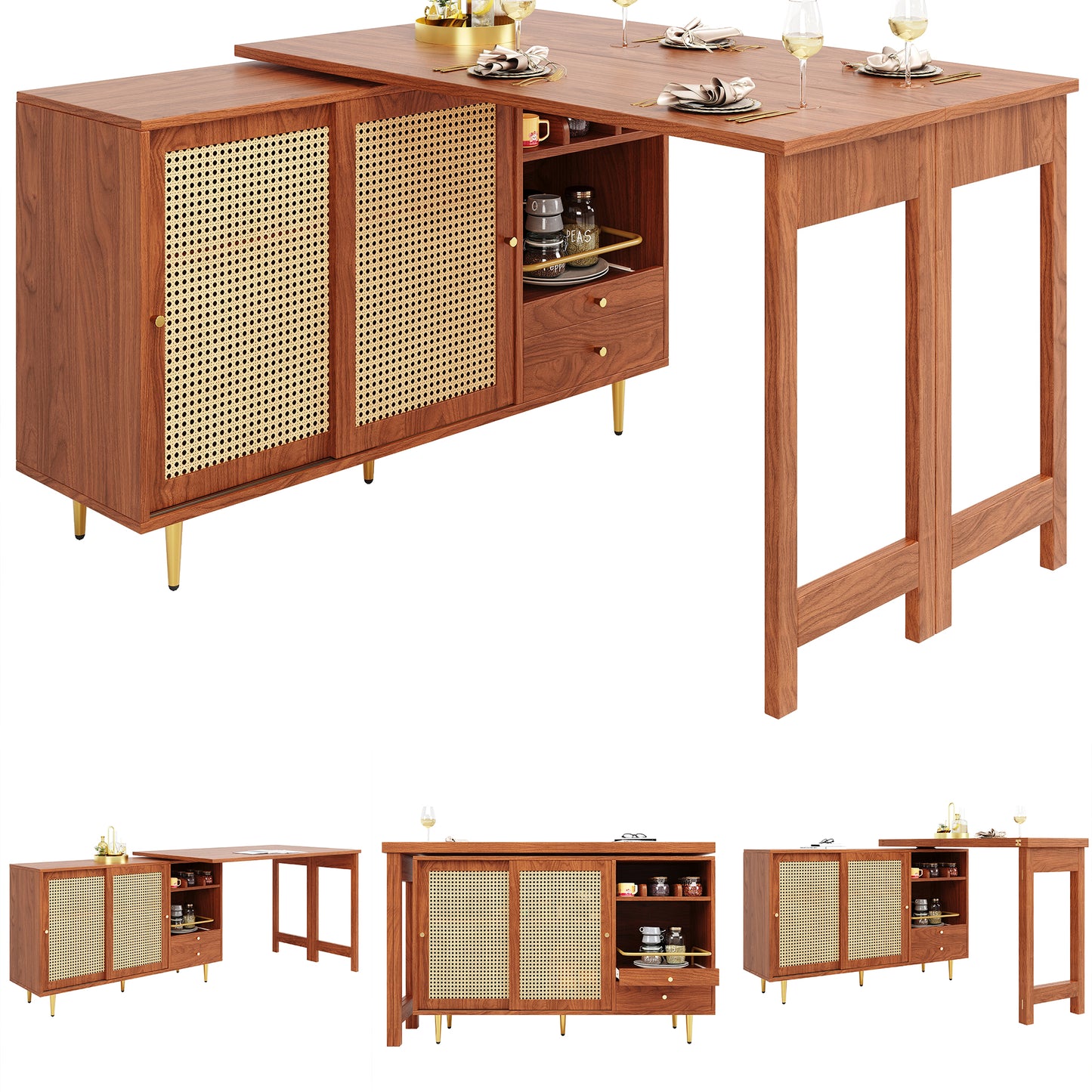 Brown 360° Rotating Expandable Bar Table-A Versatile Home Essential