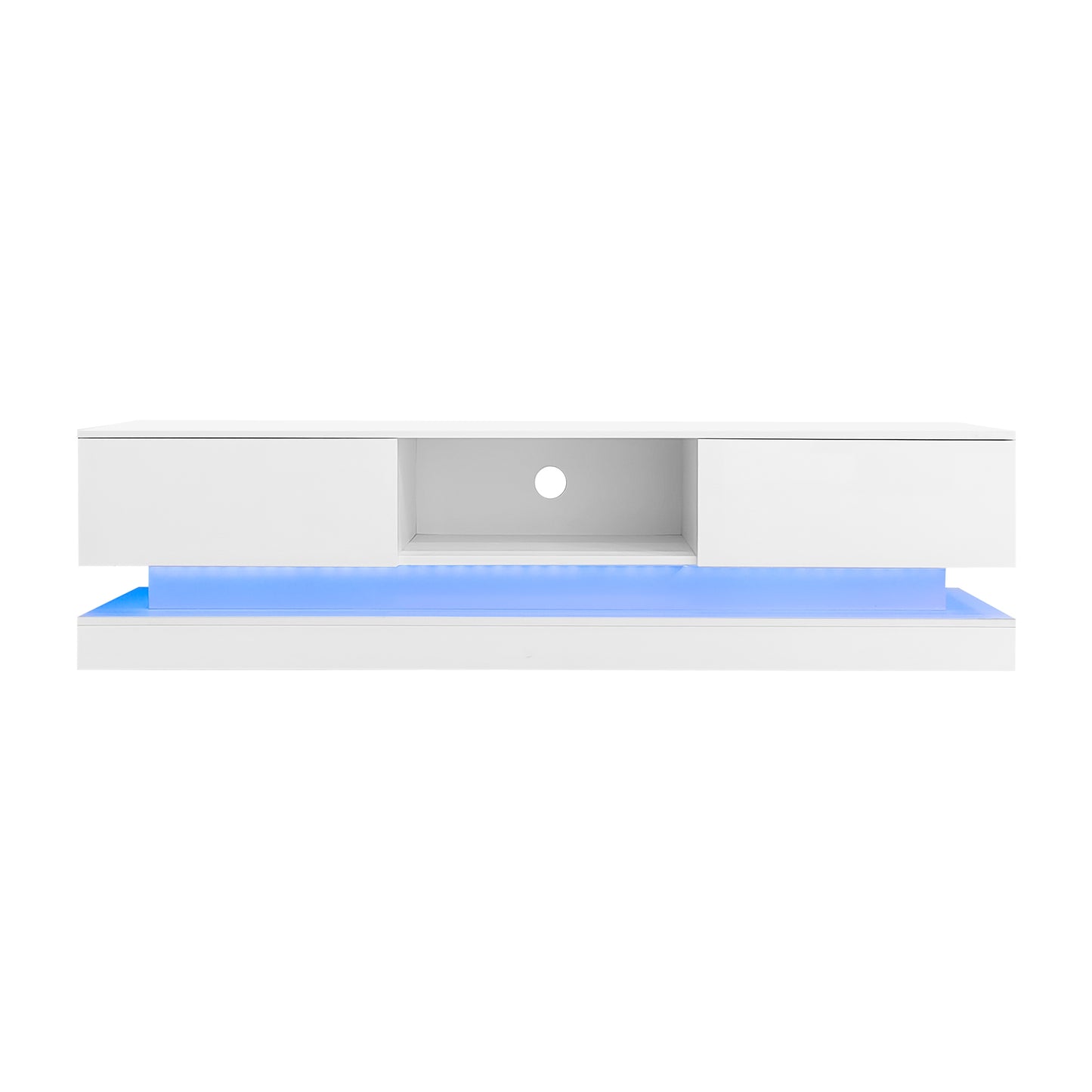 160cm High Gloss TV Cabinet with LED Lighting and 2 Drawers