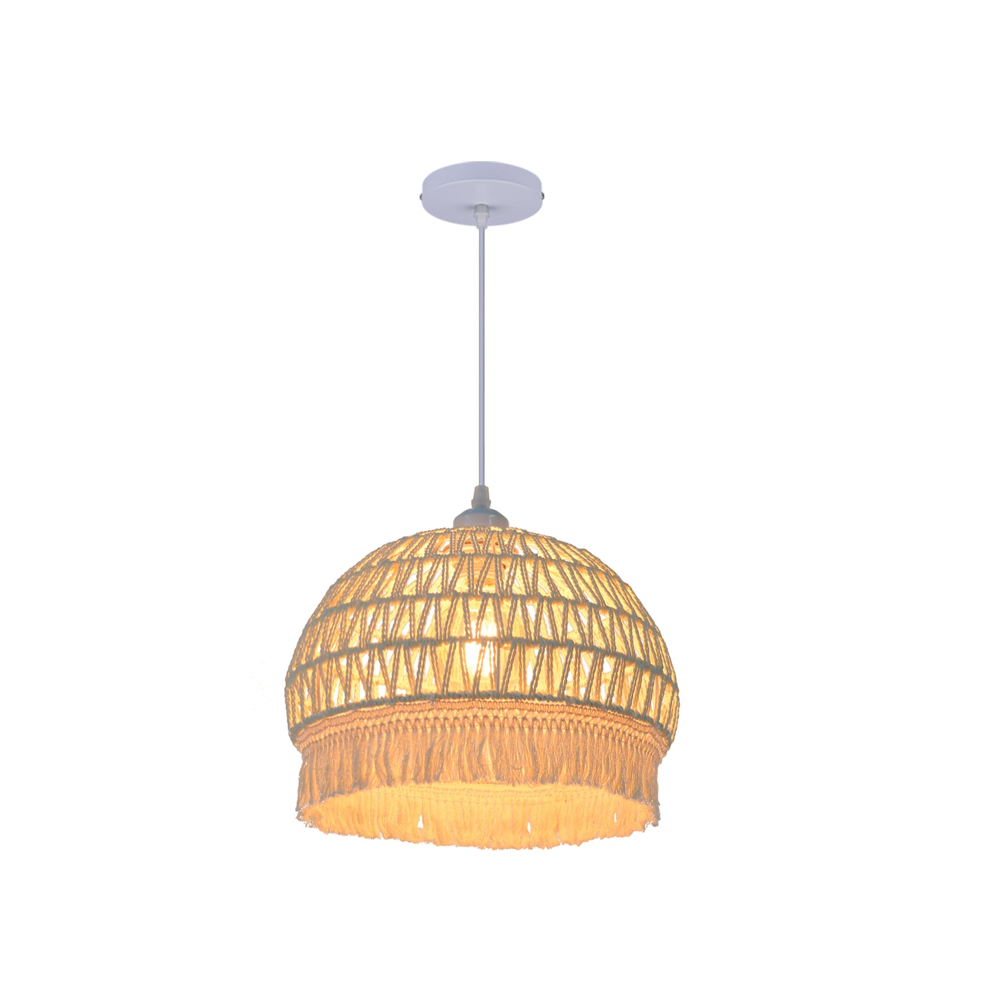(M)ARTURESTHOME Pendant Light Fixture Black Rattan Drum Shade 1 Light Hanging Chandelier For Living Room