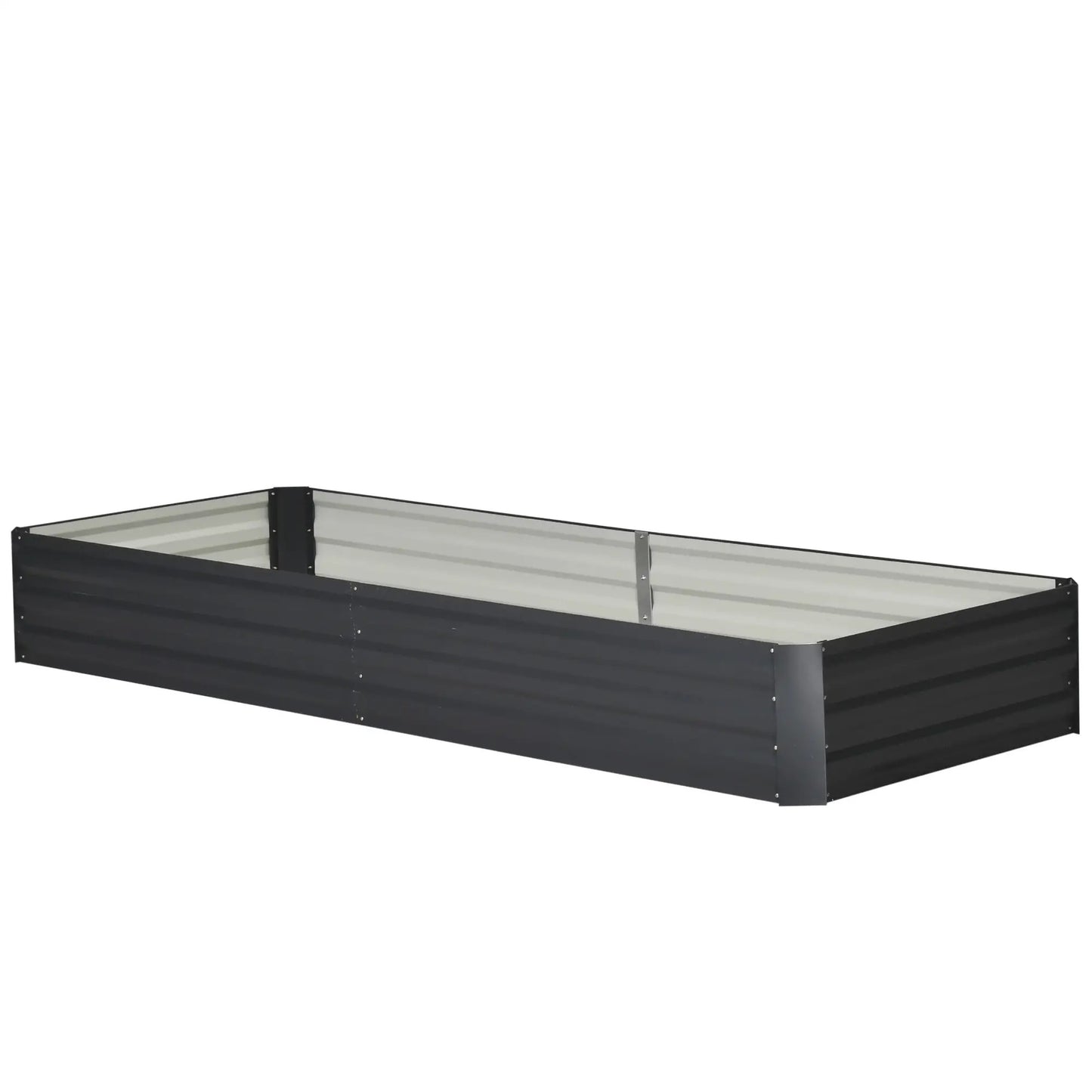 Steel raised planter bed, open bottom, easy to assemble, 95L x 90.5W x 29.8H cm, grey