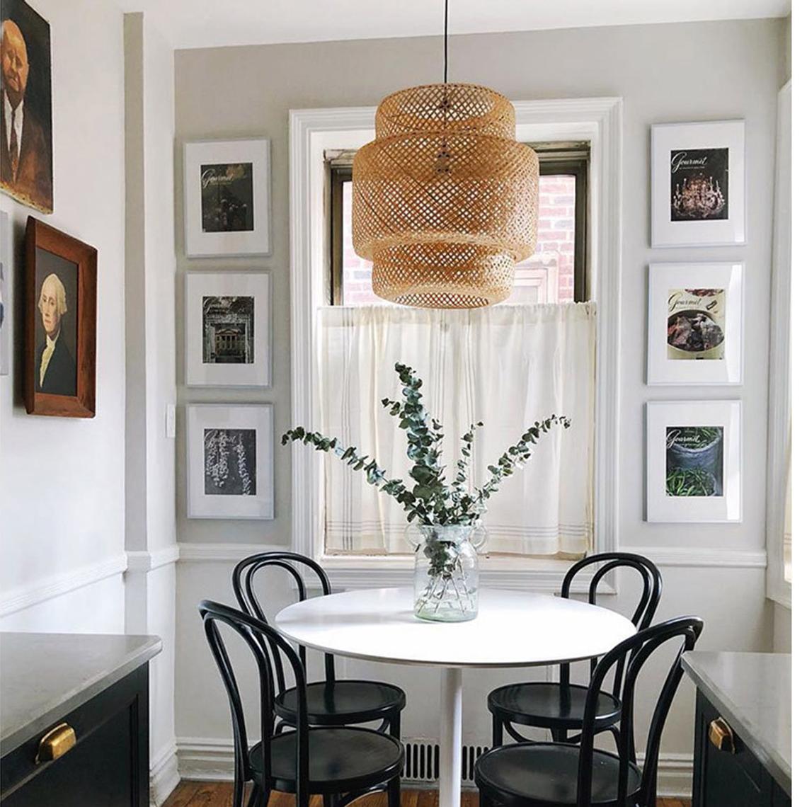 (M)Bamboo Pendant Lighting Drum Handmade Lampshade Fixture for Living Room