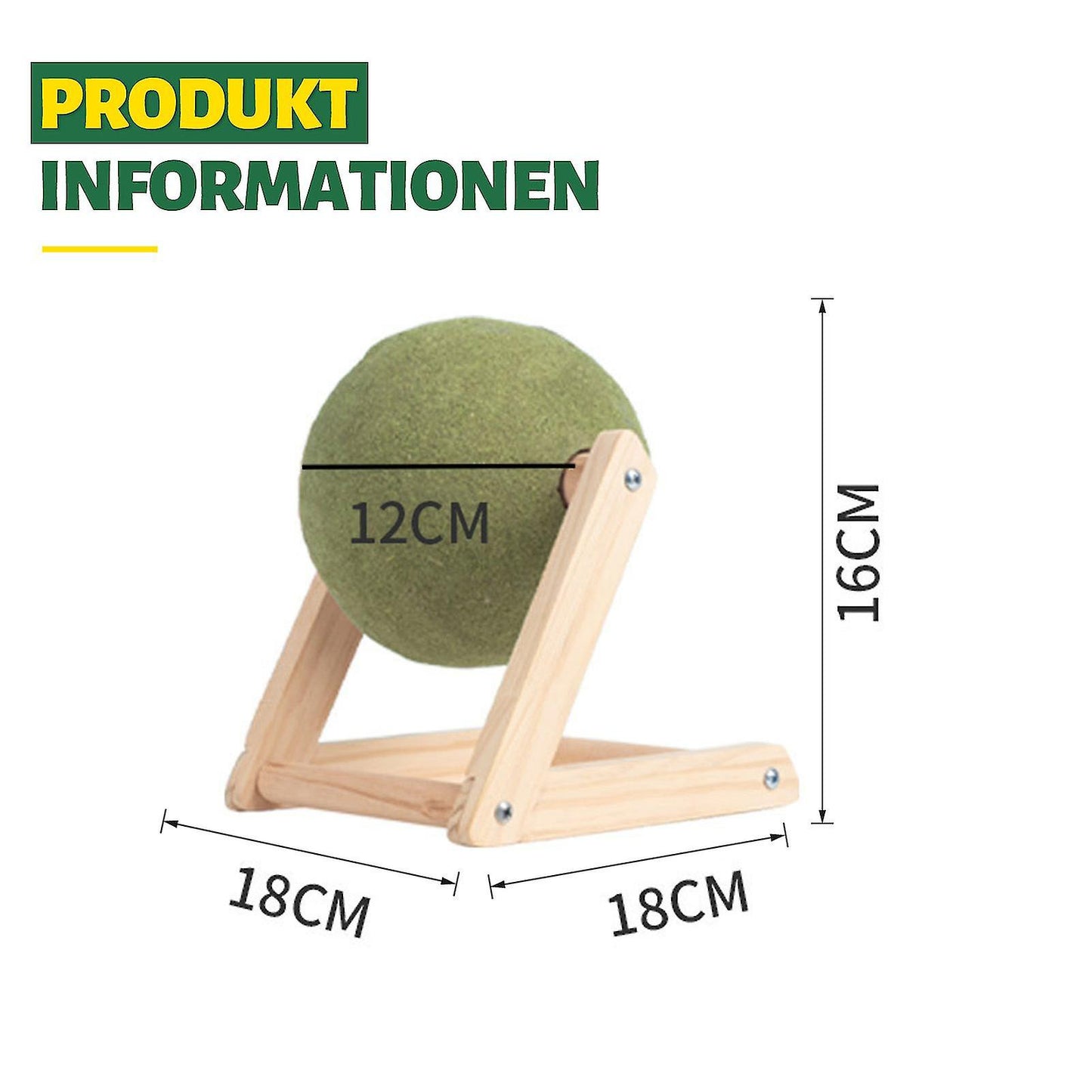(Y)Catnip floor ball toy with wooden frame catnip ball, rotatable rolling ball toy scratching hemp ball catnip toys, fun and safe for cats kittens to play with