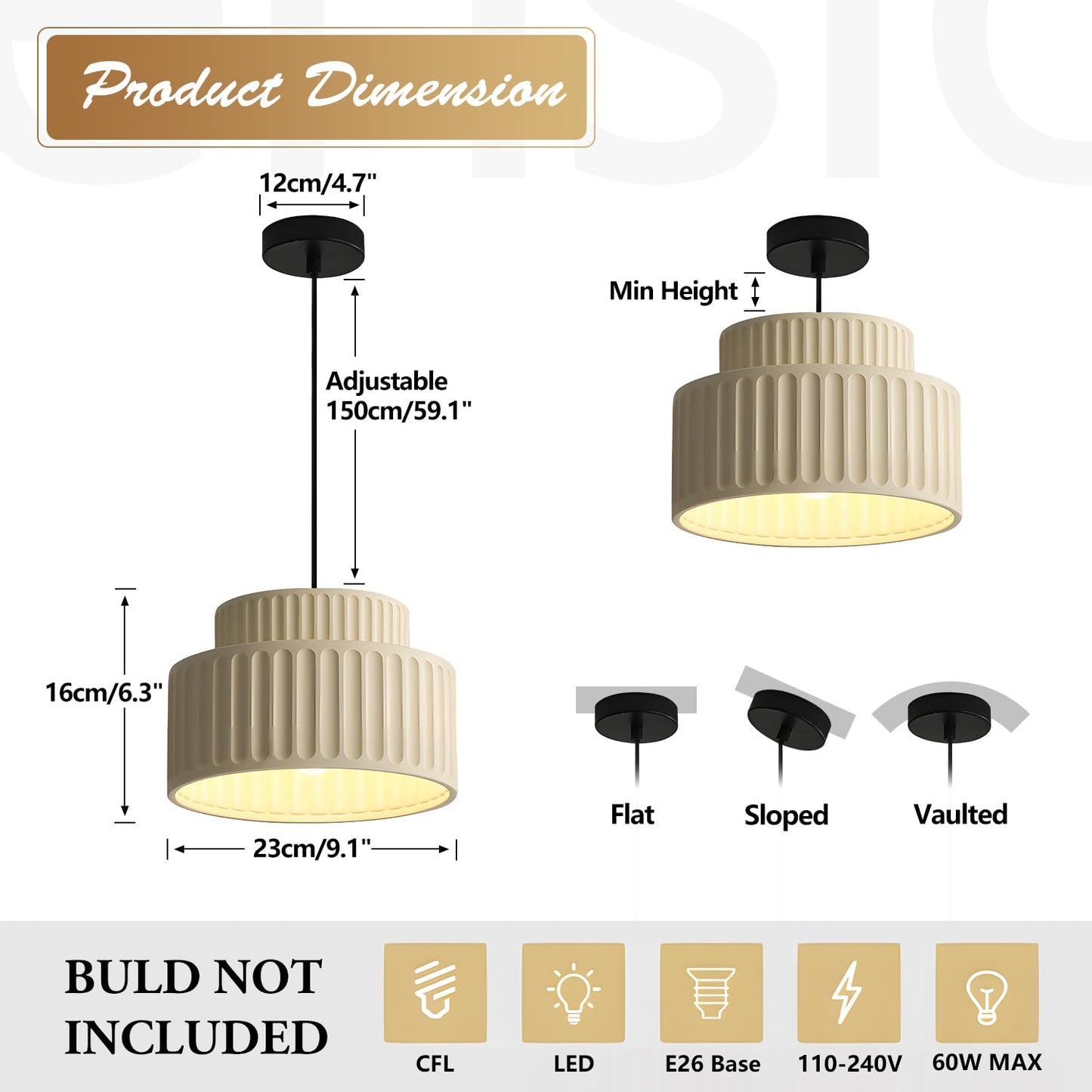 (Y)1 Lamp Scandinavian Modern Pendant Lights Vintage Pendant Light Fixtures Vintage Colourful Single Pendant Kitchen Island Lights Ceiling Hanging On Island, Cream Yellow Resin Shade