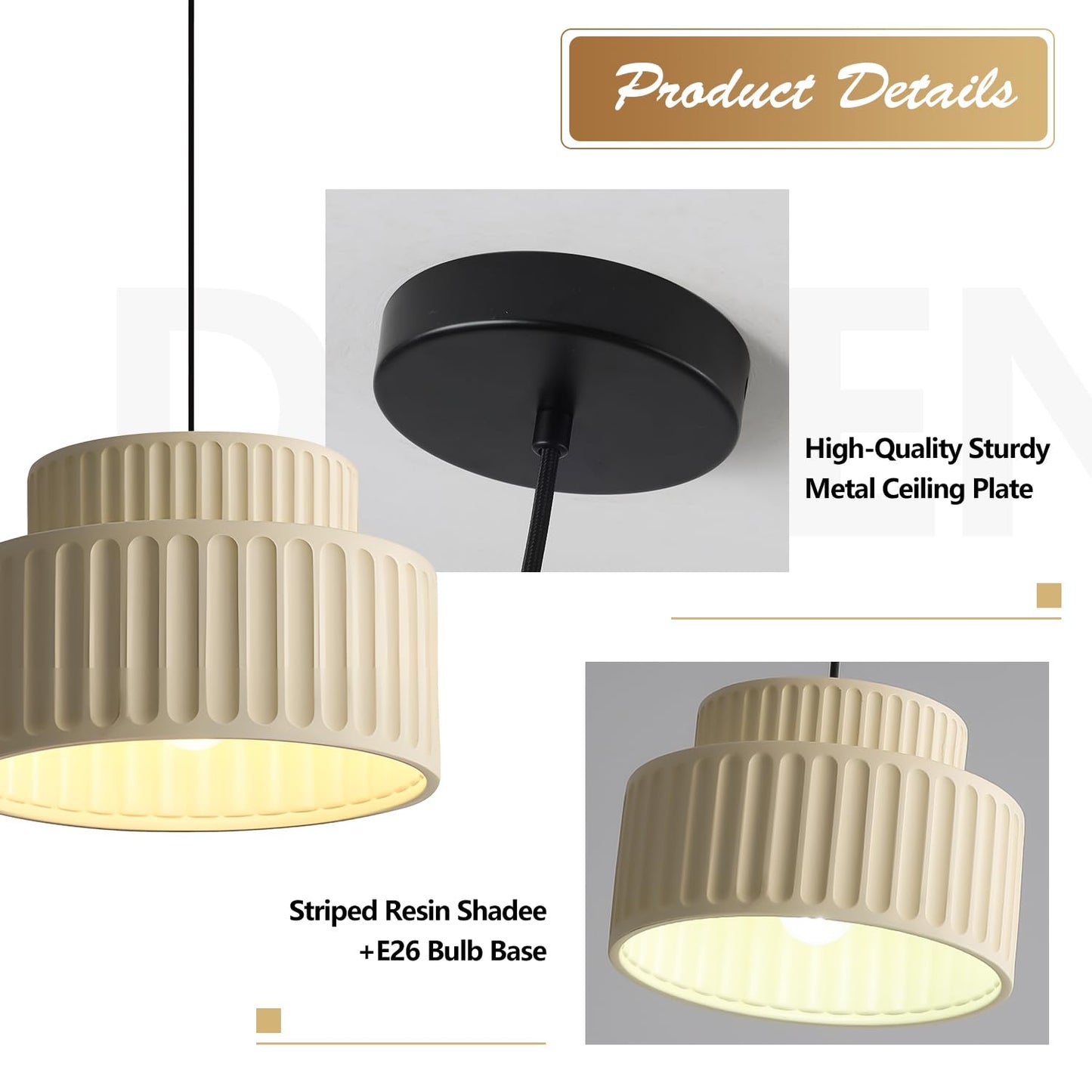 (Y)1 Lamp Scandinavian Modern Pendant Lights Vintage Pendant Light Fixtures Vintage Colourful Single Pendant Kitchen Island Lights Ceiling Hanging On Island, Cream Yellow Resin Shade