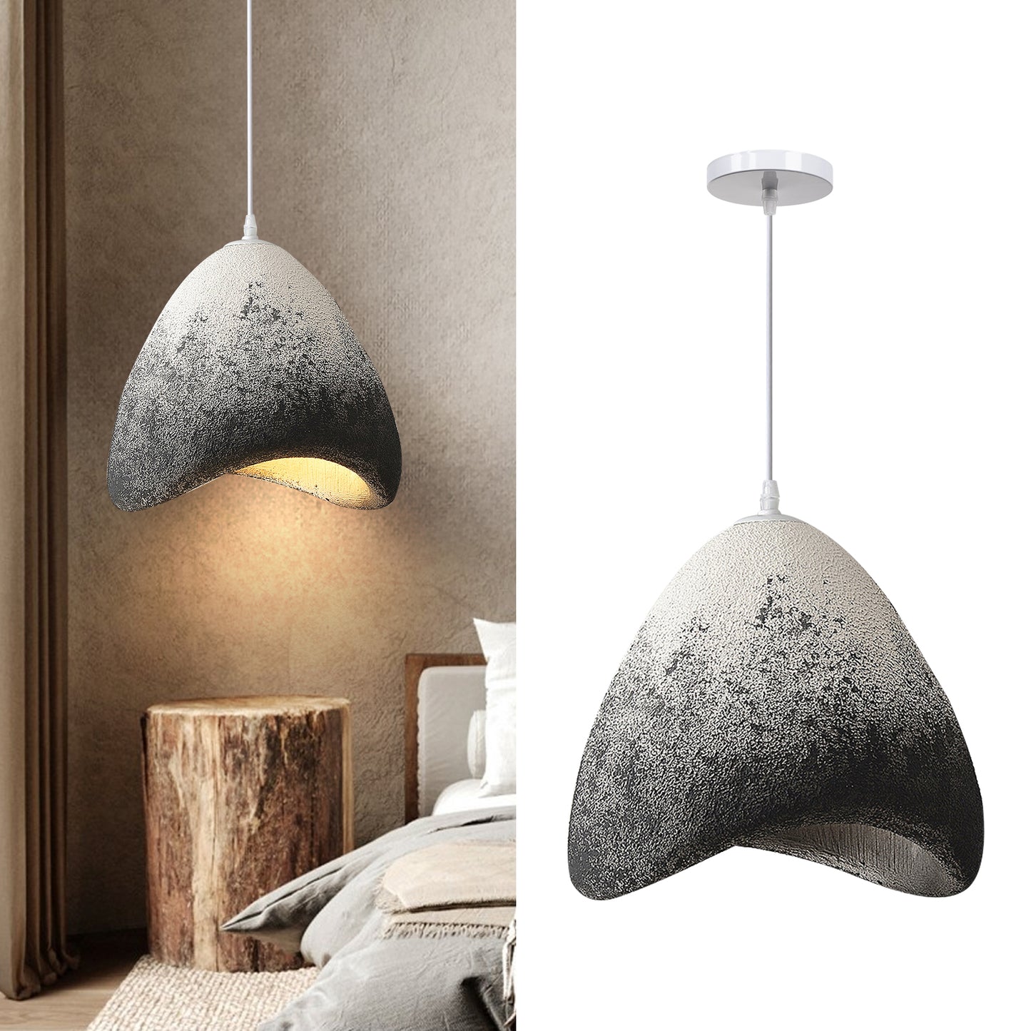 Japanese Retro Minimalist Creative Half Oval Chandelier Lighting Shade