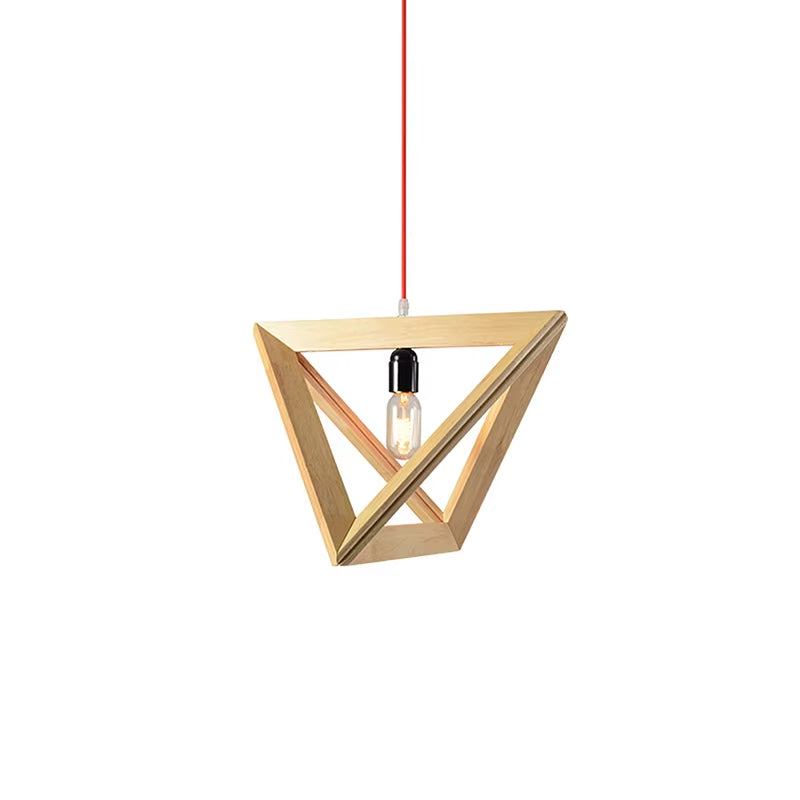 (Z)Nordic Wooden Pendant Lights Triangle Pendant Lights Living Room Bedroom Kitchen Hanging Lamps Home Decor