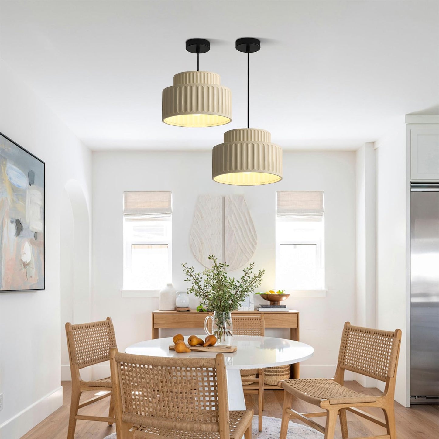 (Y)1 Lamp Scandinavian Modern Pendant Lights Vintage Pendant Light Fixtures Vintage Colourful Single Pendant Kitchen Island Lights Ceiling Hanging On Island, Cream Yellow Resin Shade
