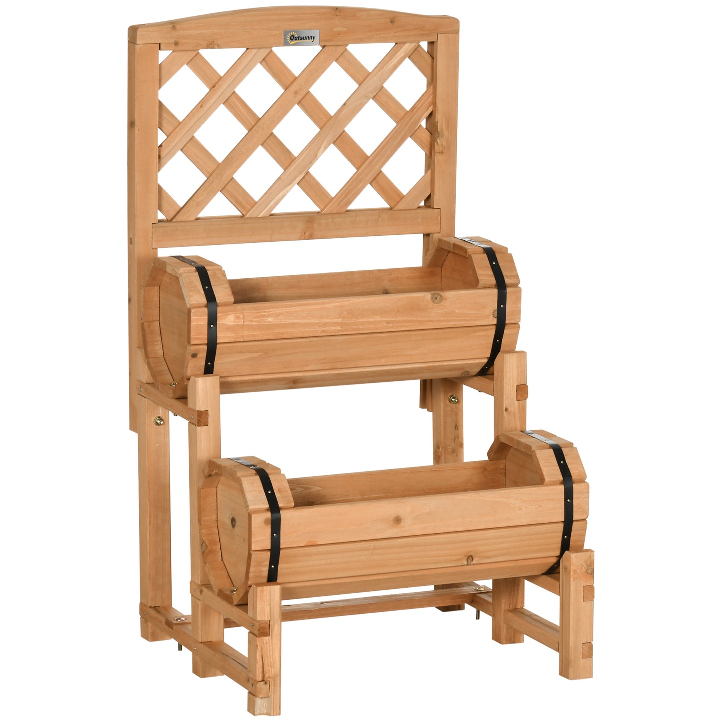 Raised bed wooden flower box with trellis 45 x 45 x 80 cm rustic design for garden terrace balcony yellow vegetable patch