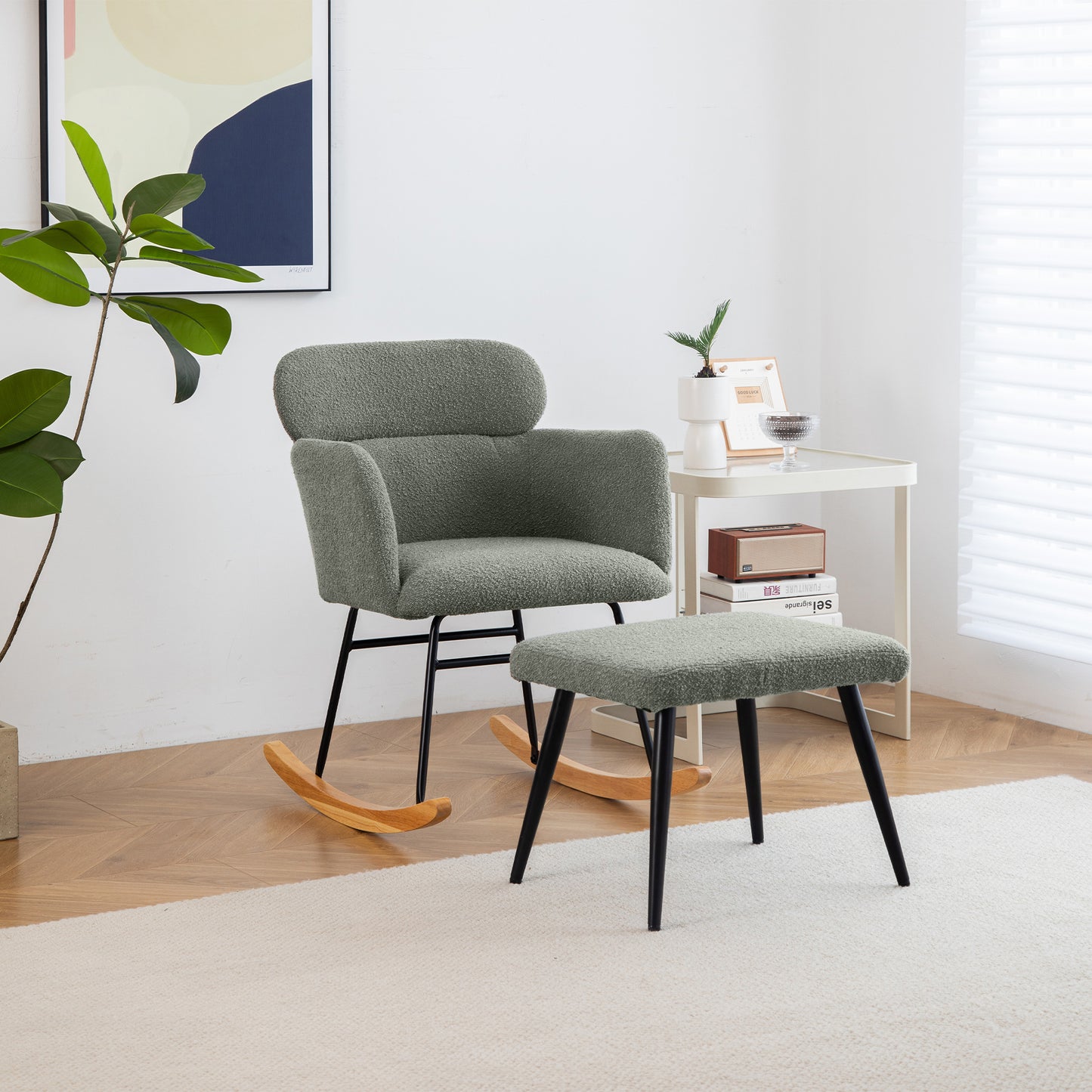 Elegant 82cm Grey Rocking Chair with Footstool and Pedals - Leisure Perfection