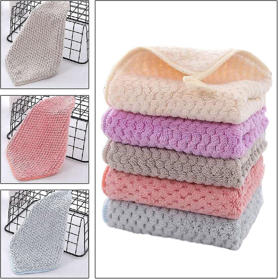 (Y)5 Piece Hand Towel With Loop Soft Fast Drying Hand Towel For Kitchen Square Thin Hanging Hand Towels For Kitchen Bathroo