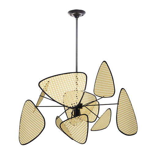 Arturesthome Hollow Fan Blades Combination Rattan Pendant Light Shade For Bedroom Kitchen Island
