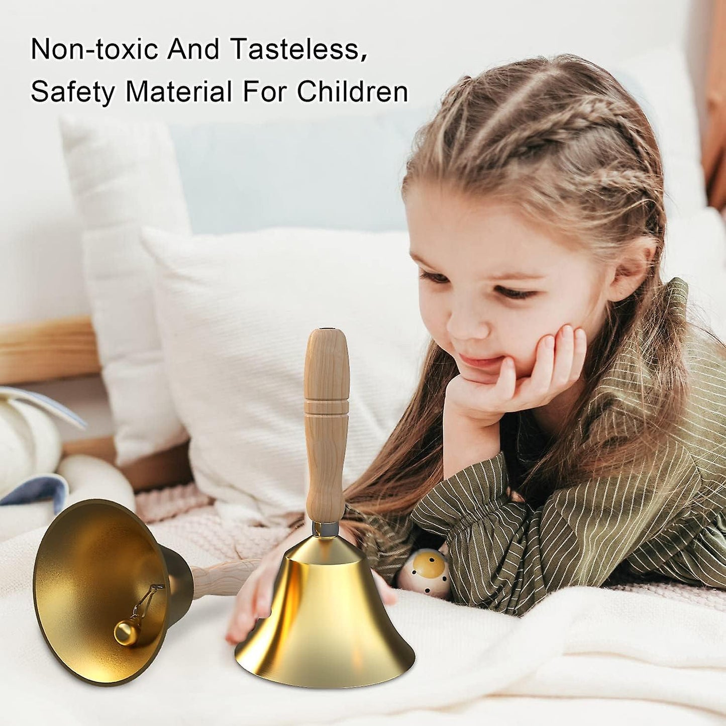 (Y)Handbell - Handbell With Brass Solid Wood Handle, Very Loud Handbell, 4.33 Inch Large Handbell, Handbell For Kids And Adults, For