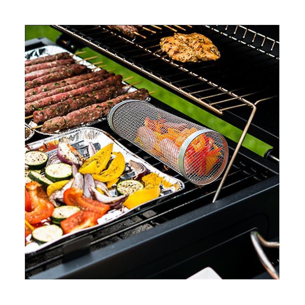 (Y)2pcs Stainless Barbecue Basket Cooking Grill Grate Outdoor Bbq Campfire Grid Family Travel Camping