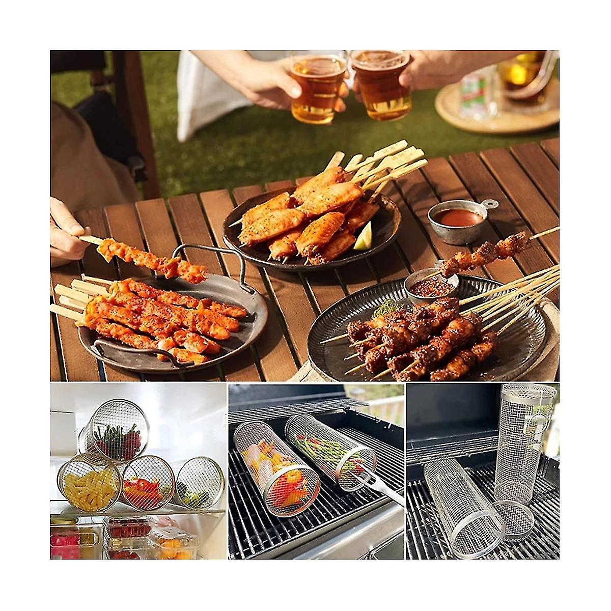 (Y)2pcs Stainless Barbecue Basket Cooking Grill Grate Outdoor Bbq Campfire Grid Family Travel Camping