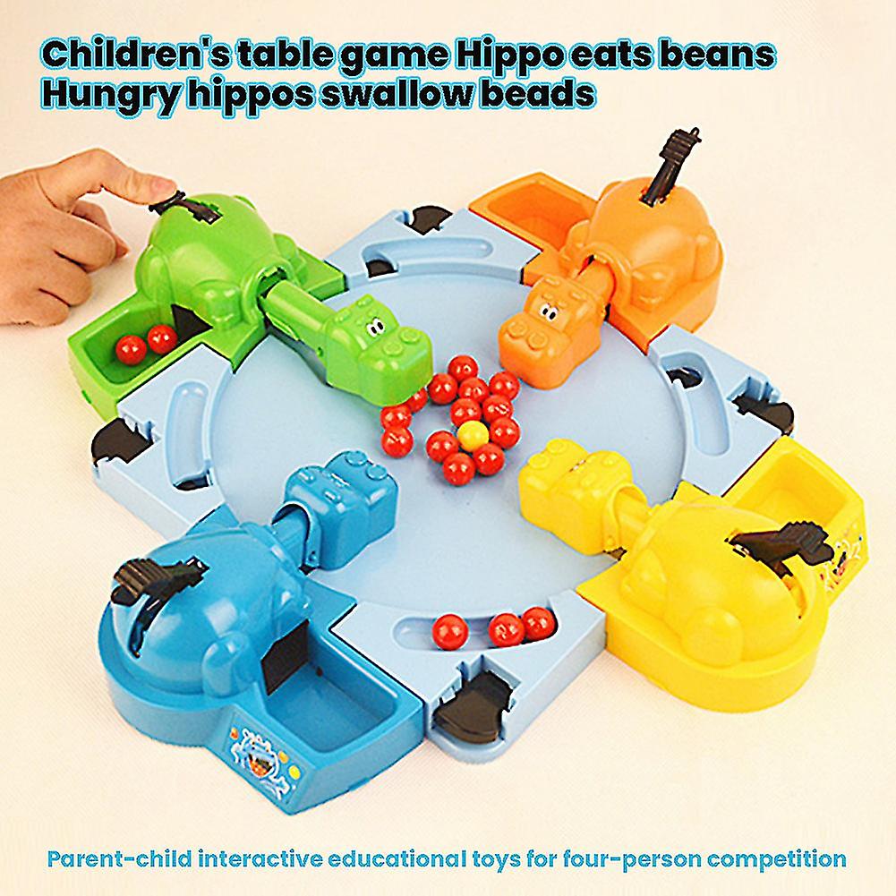 (Y)Hungry Hippos Eating Beans Games Quick 4 Player Fun Board Game Parent Child Interactive Game Stress Relief Toys