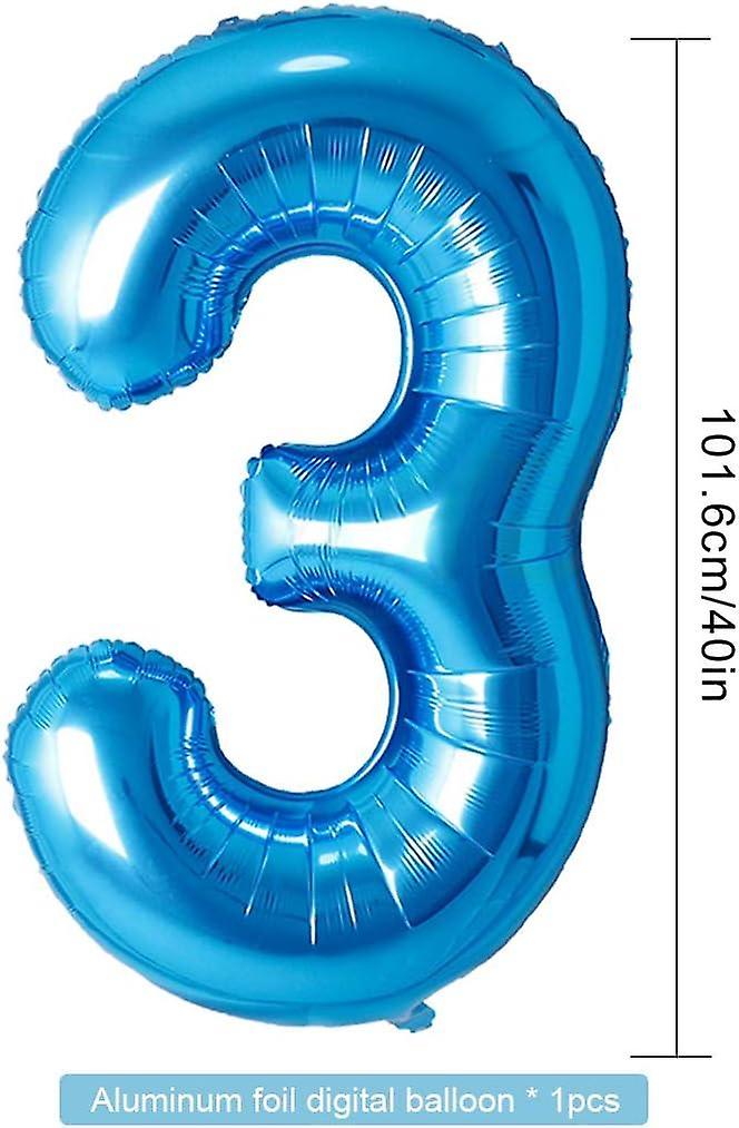 (Y)3 Year Old Boy Birthday Balloon, Blue 3 Year Birthday Decorations, Number 3 Birthday Balloons, Latex