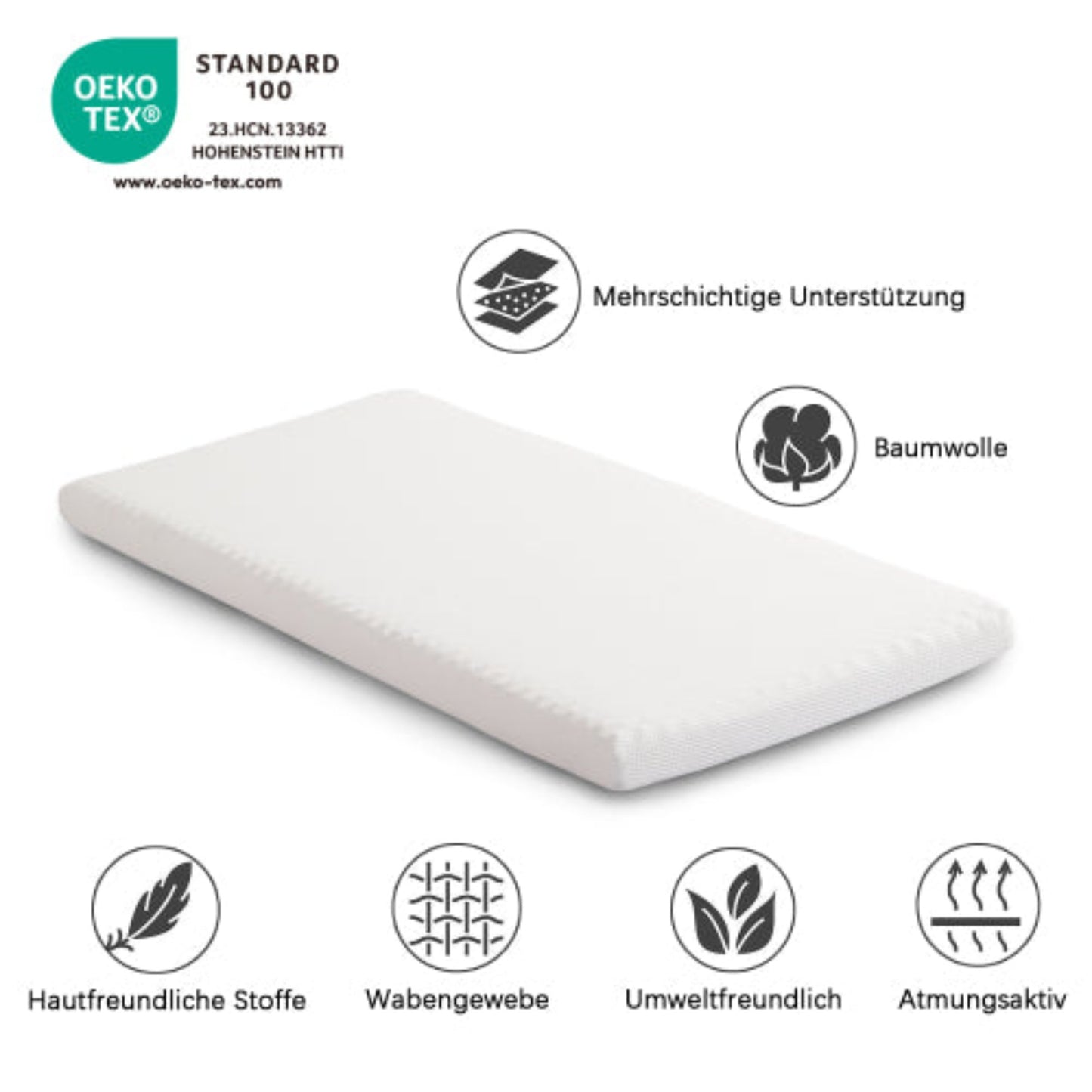 Oeko-Tex Certified Ergonomic Multi-Purpose Honeycomb Mattress - White Natural