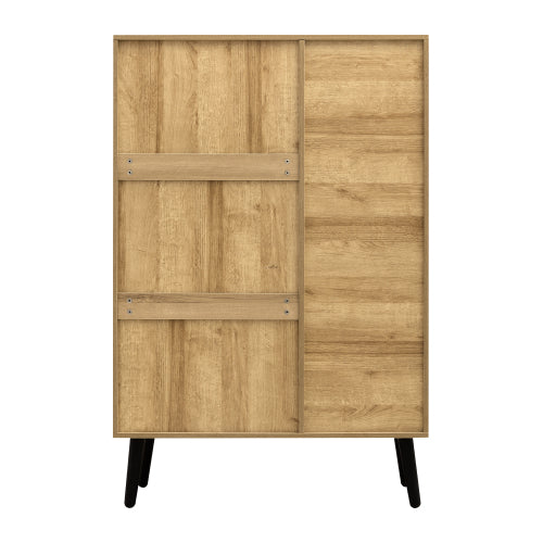 Modern Sideboard with Glass Doors-Natural Colour, Chest of Drawers, Perfect for Living Room Buffet