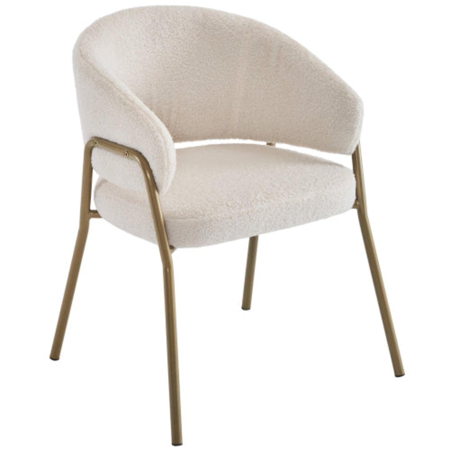 White Lamb Velvet Dining Chair,Gold Legs, Spray Gold Finish-Set of 1