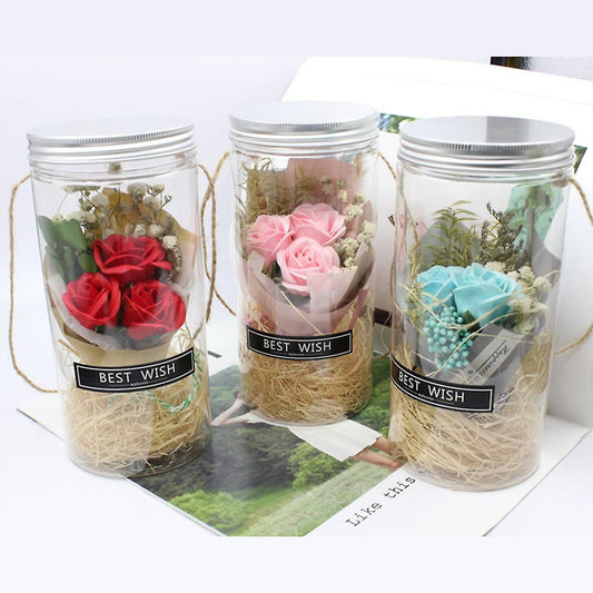 (Y)Eternal Rose Night Light Preserved Flowers Glass Wishing Bottle Romantic Never Withered Soap Rose