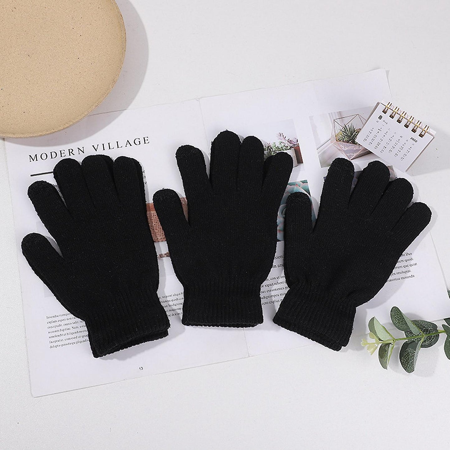 (Y)Sinknap 3 Pair Children Gloves Full Fingers Washable Comfortable To Wear Elastic Windproof Acrylic Thermal Mittens For