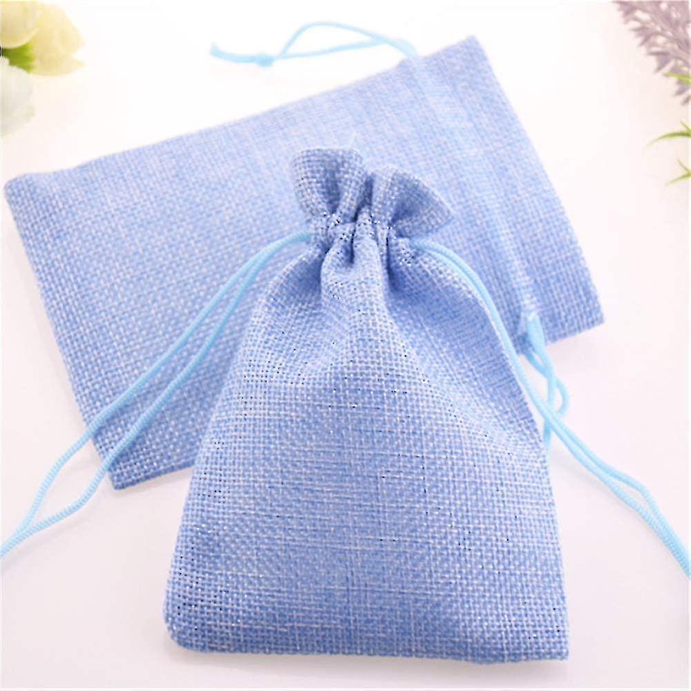 (Y)20pack Burlap Bags With Drawstring Gift Bags Jewelry Pouch For Wedding Party And Diy Craft Light Blue