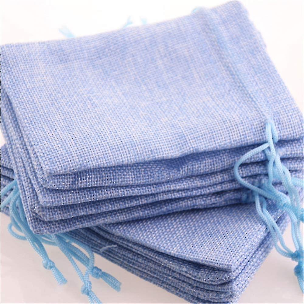 (Y)20pack Burlap Bags With Drawstring Gift Bags Jewelry Pouch For Wedding Party And Diy Craft Light Blue