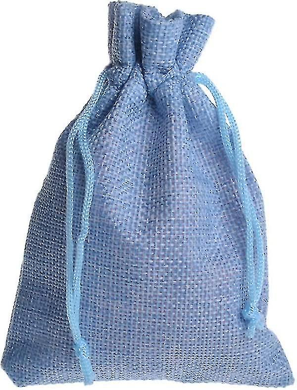 (Y)20pack Burlap Bags With Drawstring Gift Bags Jewelry Pouch For Wedding Party And Diy Craft Light Blue