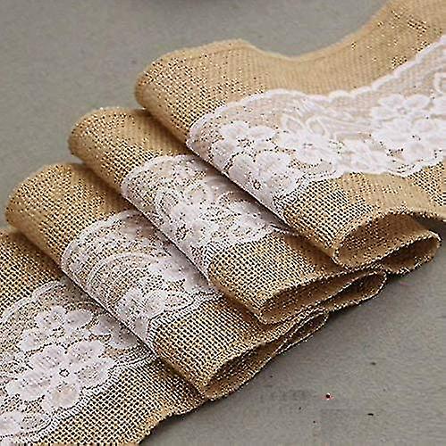 (Y)5pcs Burlap Lace Chair Sashes Burlap Chair Cover Bows Rustic Linen Lace Chair Bows