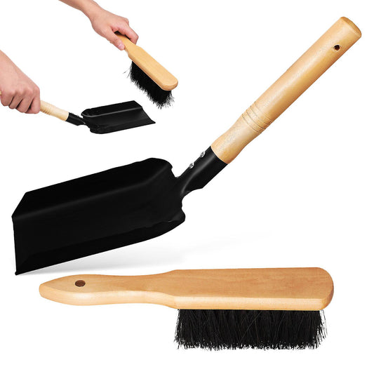 (Y)1 Set Fireplace Ash Shovel and Hearth Brush Coal Hand Shovel Fireplace Scoop