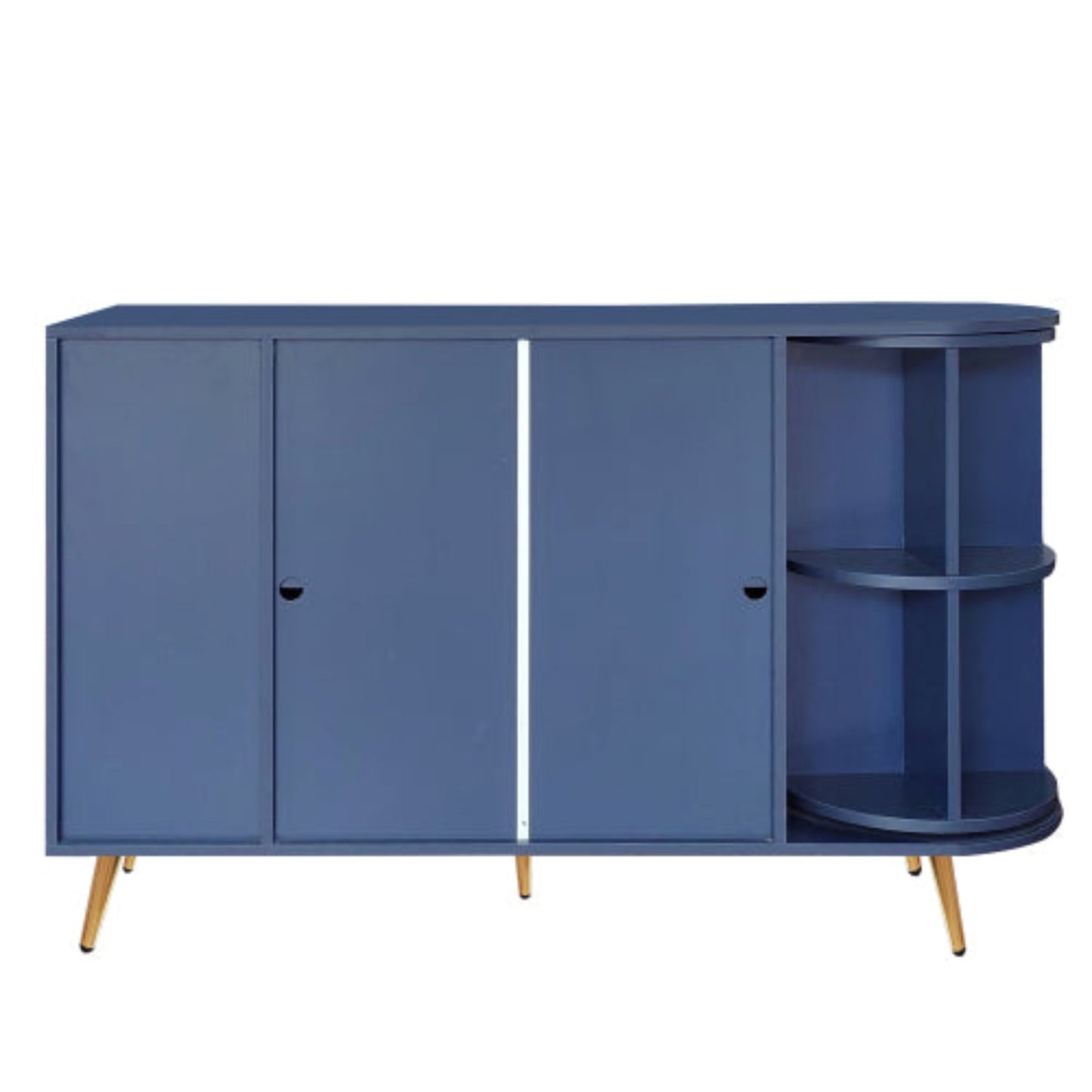 Blue LED-lit Wooden Sideboard with Sliding Glass Doors