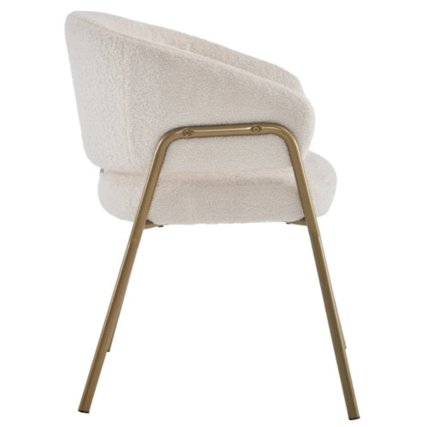 White Lamb Velvet Dining Chair,Gold Legs, Spray Gold Finish-Set of 1