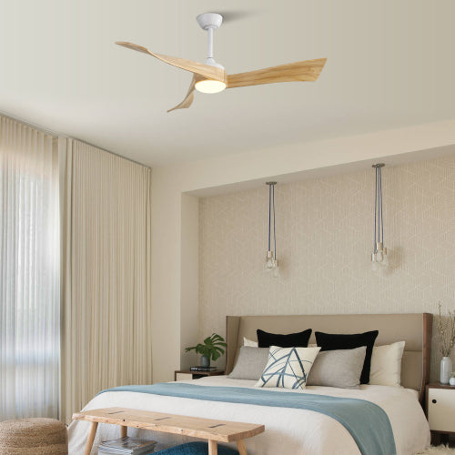 52" Minimalist Ceiling Fan with Light, 6-Speed Remote Control, Energy-Saving DC Motor