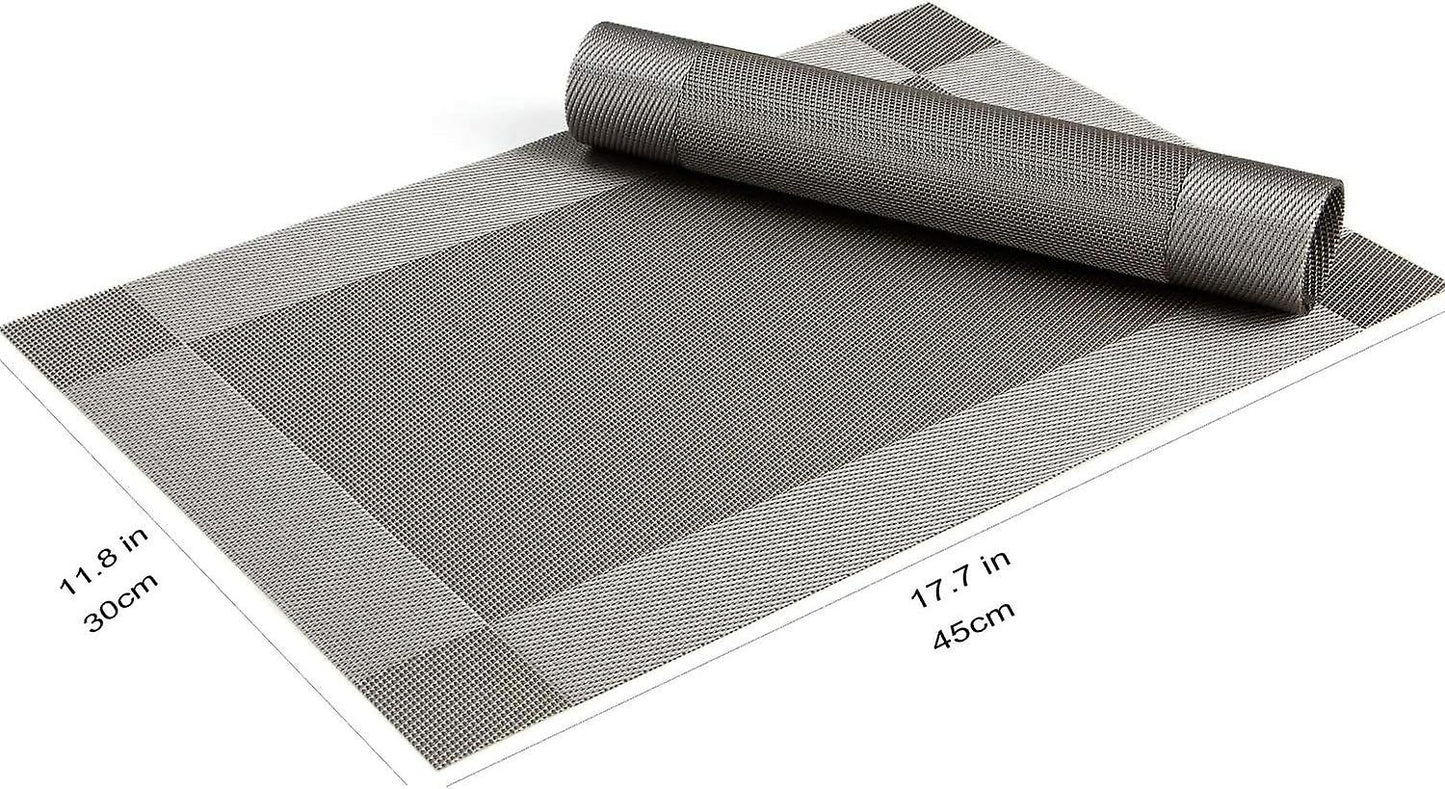 (Y)Placemats, Set of 6 45 x 30 cm Washable PVC Placemats, Heat-Resistant Non-Slip Mat