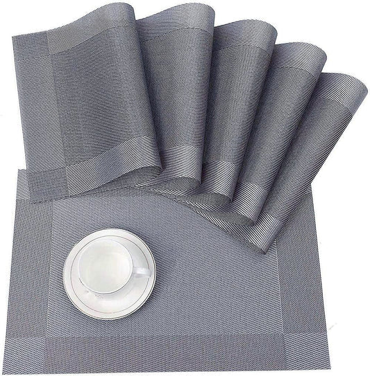 (Y)Placemats, Set of 6 45 x 30 cm Washable PVC Placemats, Heat-Resistant Non-Slip Mat