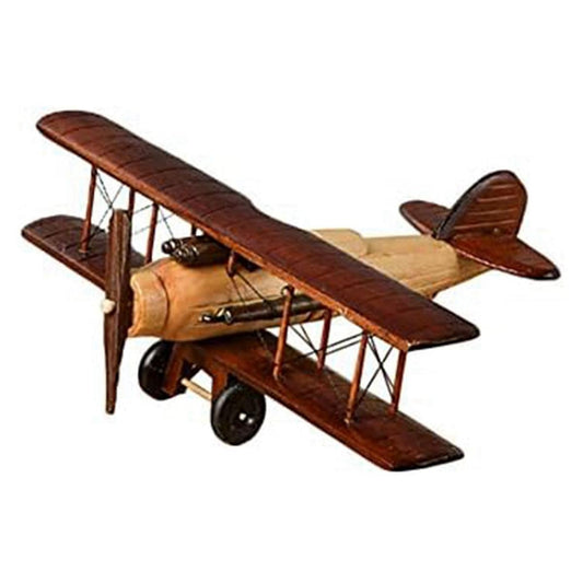 (Y)Retro Aircraft Handicraf Wooden Airplane Model,vintage Biplane Model Desktop Decoration Photo Props